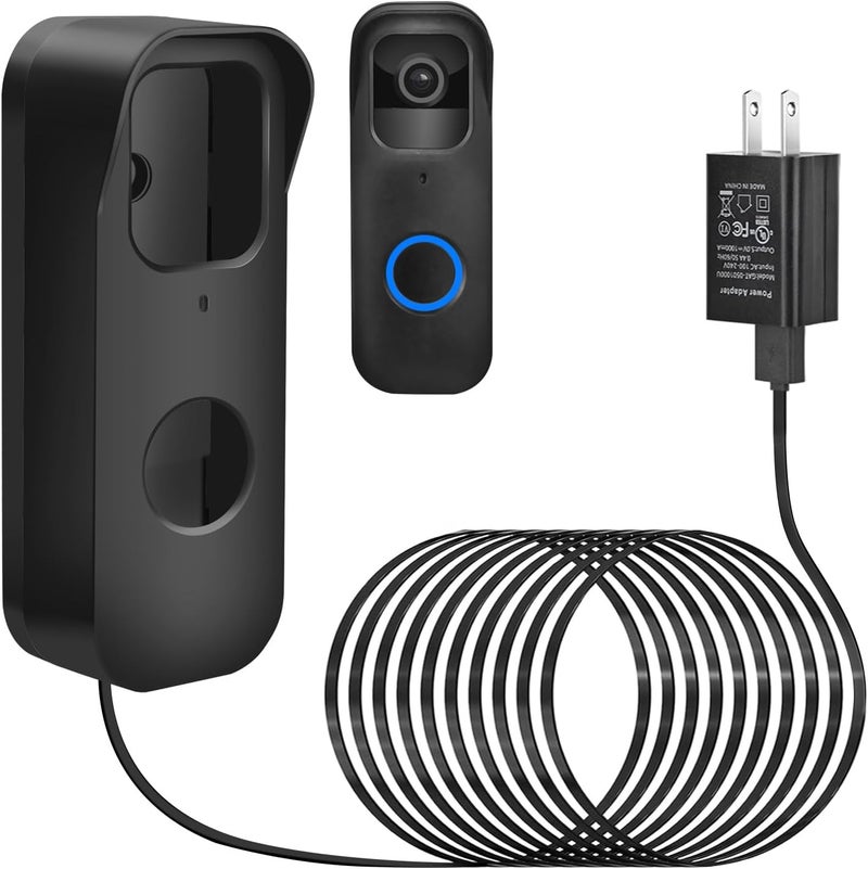 delilyn 2in1 Power Cable with Adapter & Adhesive Doorbell Mount Compatible with Blink Video Doorbell 1st-2023 Release, Doorbell Transformer with 16.4ft Charging Cord for Blink Video Doorbell Camera, No Drill - Image 1